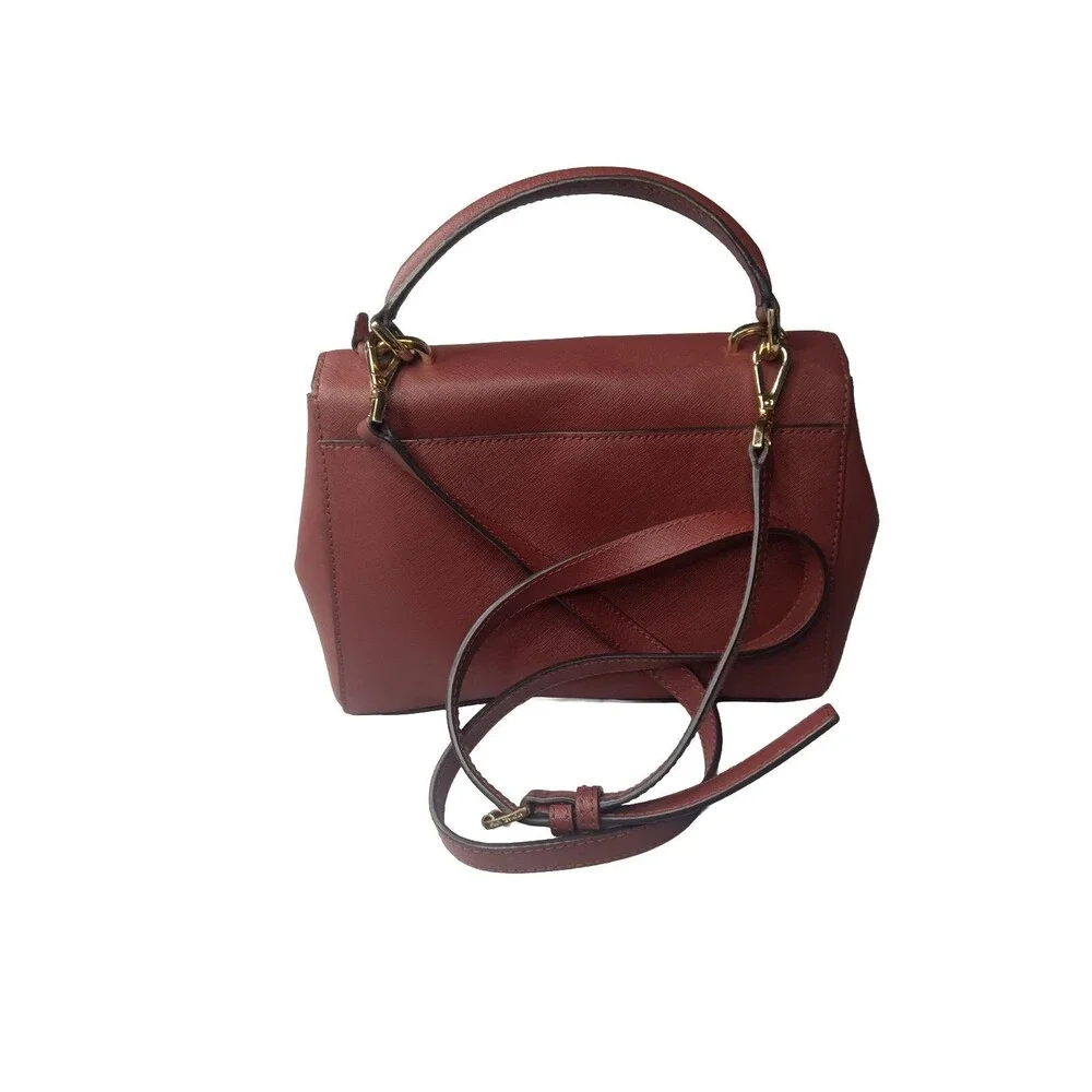 Michael Kors Women's Ava Top Handle Leather Satchel Reddish Brown Handbag
